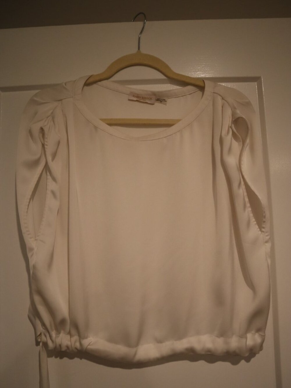 Ramy Brook White Ivory Open Sleeve Blouse Size SP Small Petite